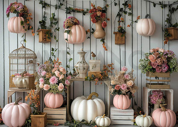 Avezano Pumpkins and Flowers Party for Kids Photography Background