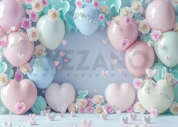 Avezano Balloons and Roses Party Photography Background