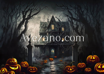 Avezano Halloween Castle and the Evil Pumpkin Backdrop for Photography