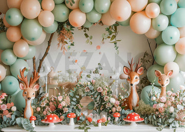 Avezano Balloon Arches and Jungle Deer Photography Background
