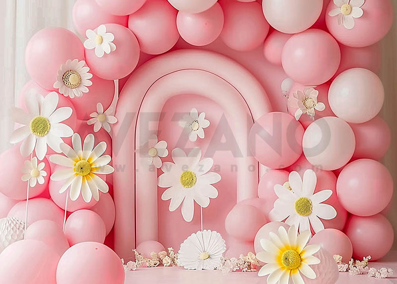 Avezano Flowers and Pink Balloons Photography Background