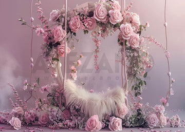 Avezano Spring Bohemian Purple Rose Wreath Photography Backdrop