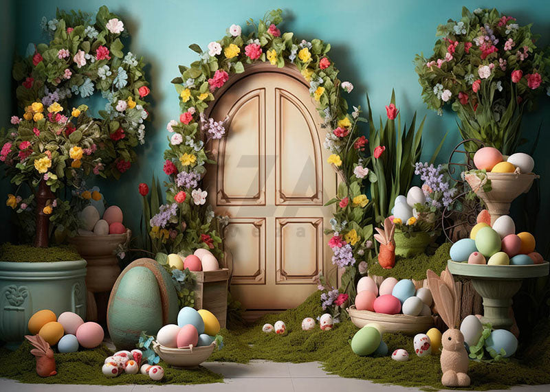 Avezano Spring Easter Flower and Eggs Photography Backdrop