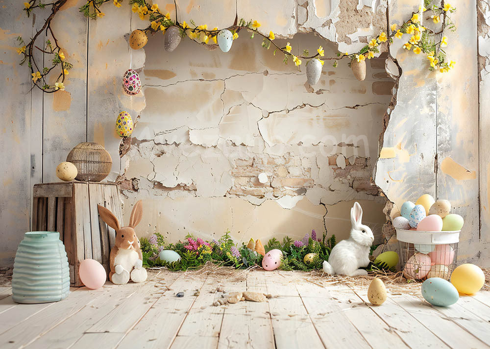 Avezano Spring Easter Old Walls and Rabbits Photography Background