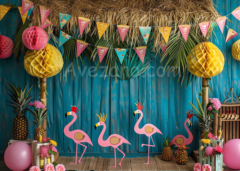 Avezano Flamingos Theme Cakesmash Party Photography Background