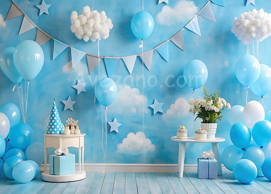 Avezano Blue Balloon Cloud Party Photography Background