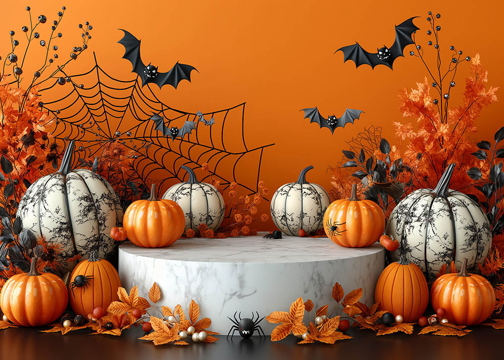 Avezano Halloween Spider and Black Bat Backdrop for Photography