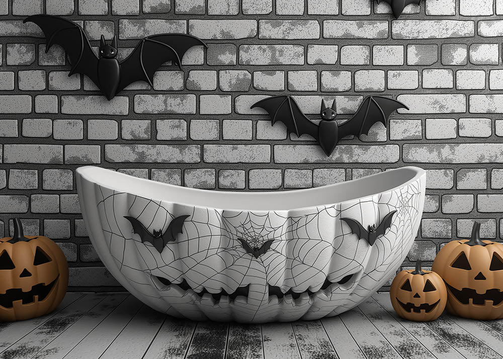 Avezano Halloween Black Bat Bath Backdrop for Photography