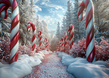 Avezano Christmas Winter Snow and Candy Photography Backdrop