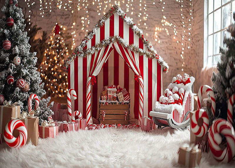 Avezano Indoor Christmas Tent and Candy Photography Backdrop