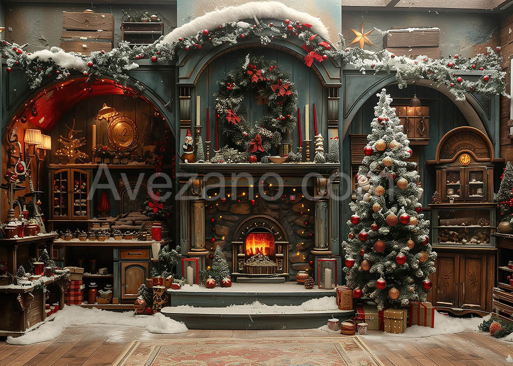 Avezano Christmas Tree Room Photography Backdrop