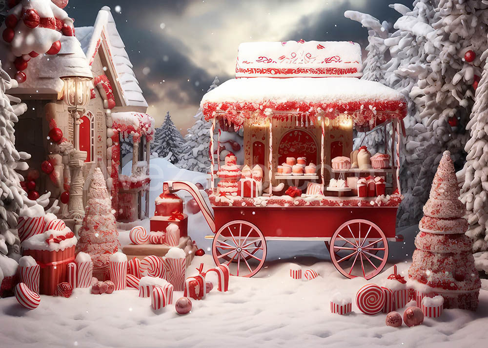 VIP Avezano Christmas Snow Dessert Cart Photography Backdrop