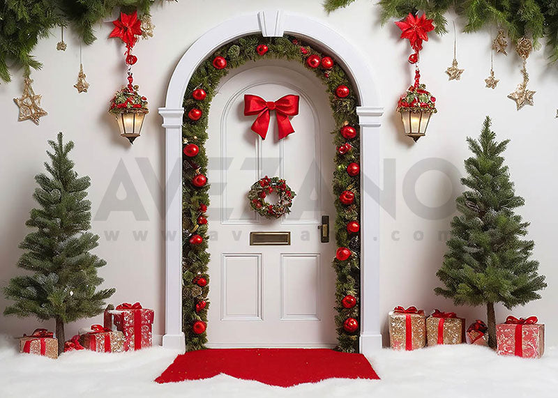 Avezano Christmas Red Decoration Photography Backdrop