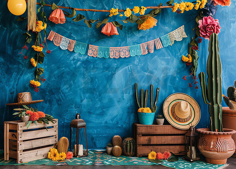 Avezano Blue Tropical SummerTheme Cakesmash Party Photography Background