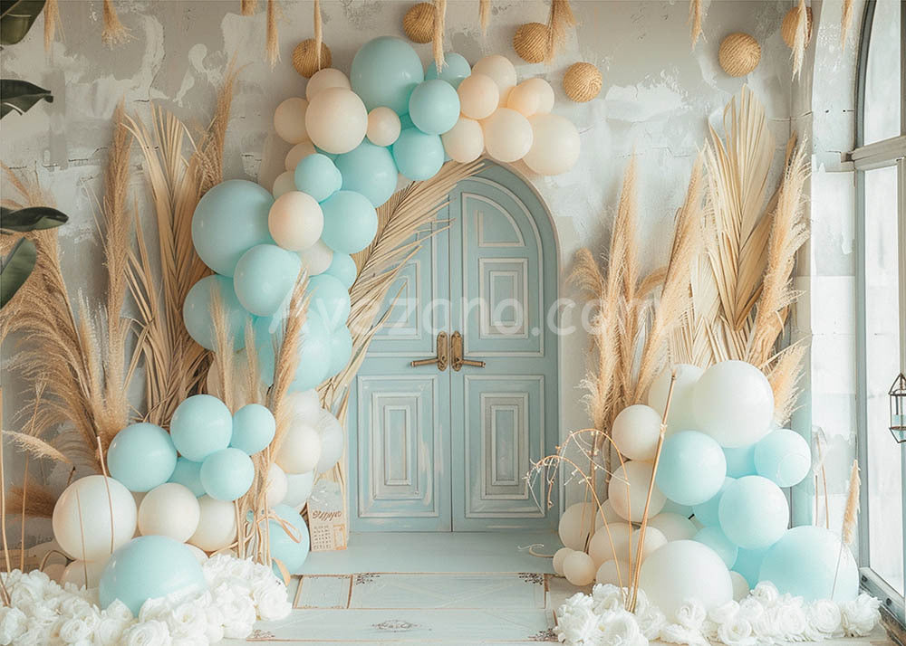 Avezano Blue Door and Balloon Bohemian Balloons Photography Background