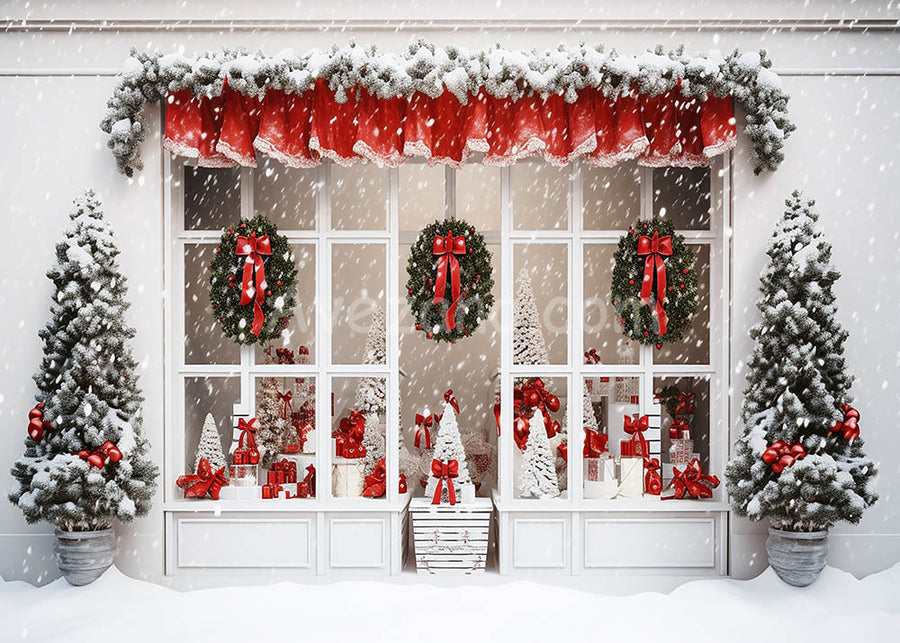 Avezano Christmas Tree Shop in the Snow Photography Backdrop