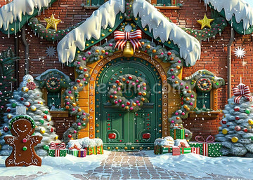 Avezano Christmas Cookie Candy House Photography Backdrop