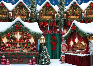 Avezano Christmas Stand in the Snow Photography Backdrop