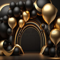 Avezano Black-gold Balloon Arch Birthday Party Photography Background