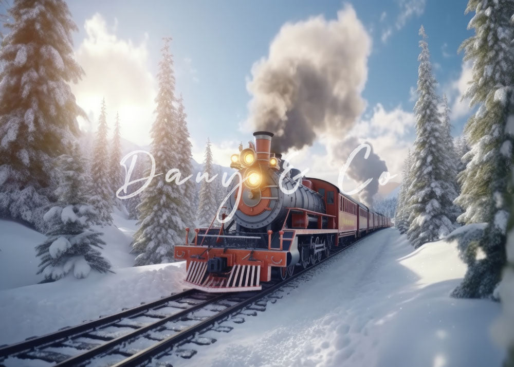 Avezano Winter Train Photography Backdrop Designed By Danyelle Pinnington-AVEZANO