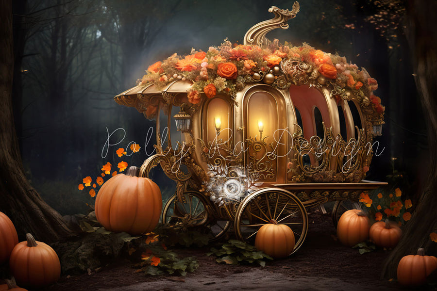 Avezano Luxury Pumpkin Cart Photography Backdrop Designed By Polly Ro Design-AVEZANO