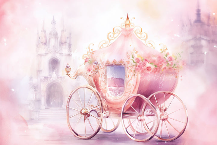 Avezano Pink Castle and Princess Car Photography Backdrop Designed By Polly Ro Design-AVEZANO