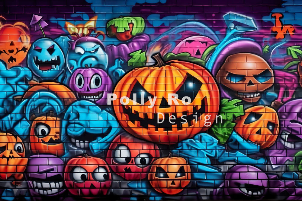 Avezano Halloween Graffiti Wall Photography Backdrop Designed By Polly Ro Design