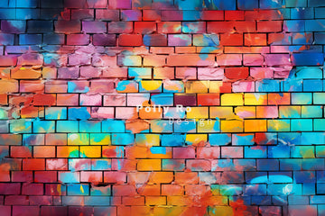 Avezano Colored Brick Wall Painting Photography Backdrop Designed By Polly Ro Design