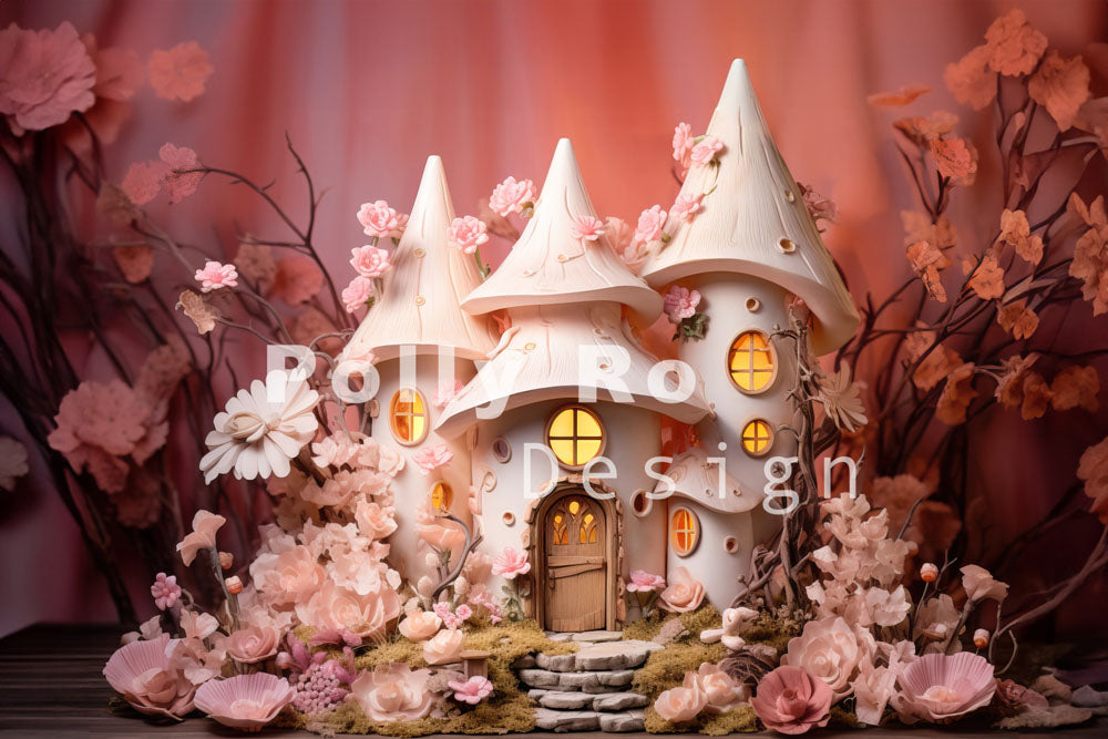 Avezano Spring Flower Castle Photography Backdrop Designed By Polly Ro Design