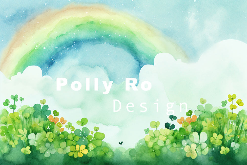 Avezano Spring Four-leaf Clover Photography Backdrop Designed By Polly Ro Design