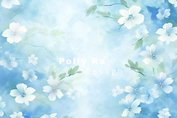 Avezano Blue Art Flowers Photography Backdrop Designed By Polly Ro Design