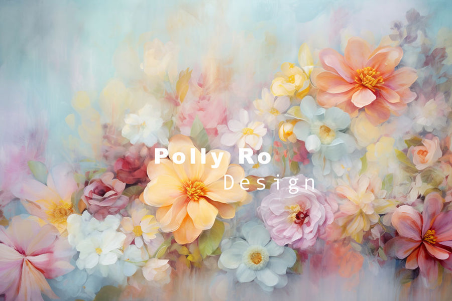 Avezano Handpainted Floral Photography Backdrop Designed By Polly Ro Design