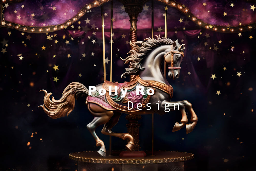 Avezano Black Carousel 2pcs Set Backdrop Designed By Polly Ro Design