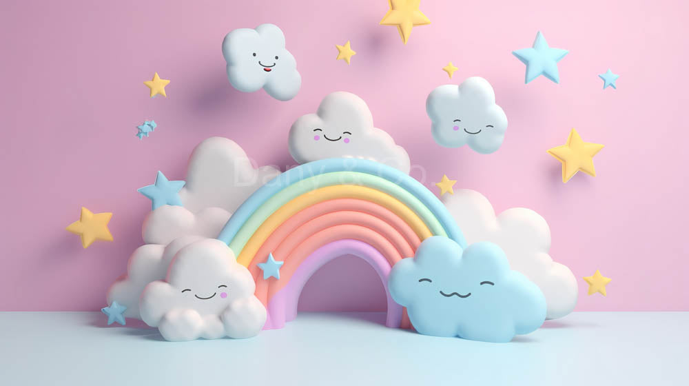 Avezano Rainbow and Clouds Cake Smash Photography Backdrop Designed By Danyelle Pinnington