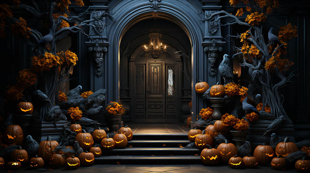 Avezano Halloween Door Decoration Pumpkin Photography Backdrop Designe