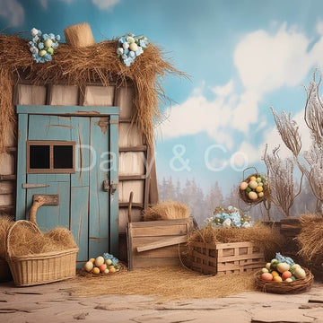 Avezano Easter Straw Wooden House Backdrop Designed By Danyelle Pinnington