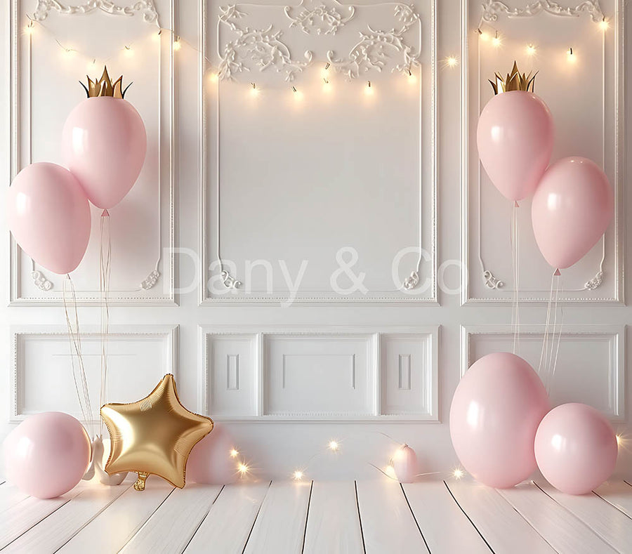 Avezano Balloon and White Wall  Digital Backdrop Designed By Elegant Dreams