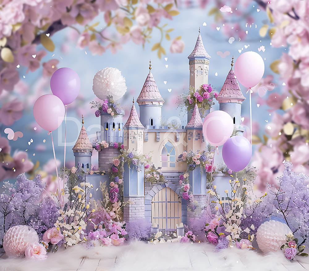 Avezano Purple Castle Digital Backdrop Designed By Elegant Dreams