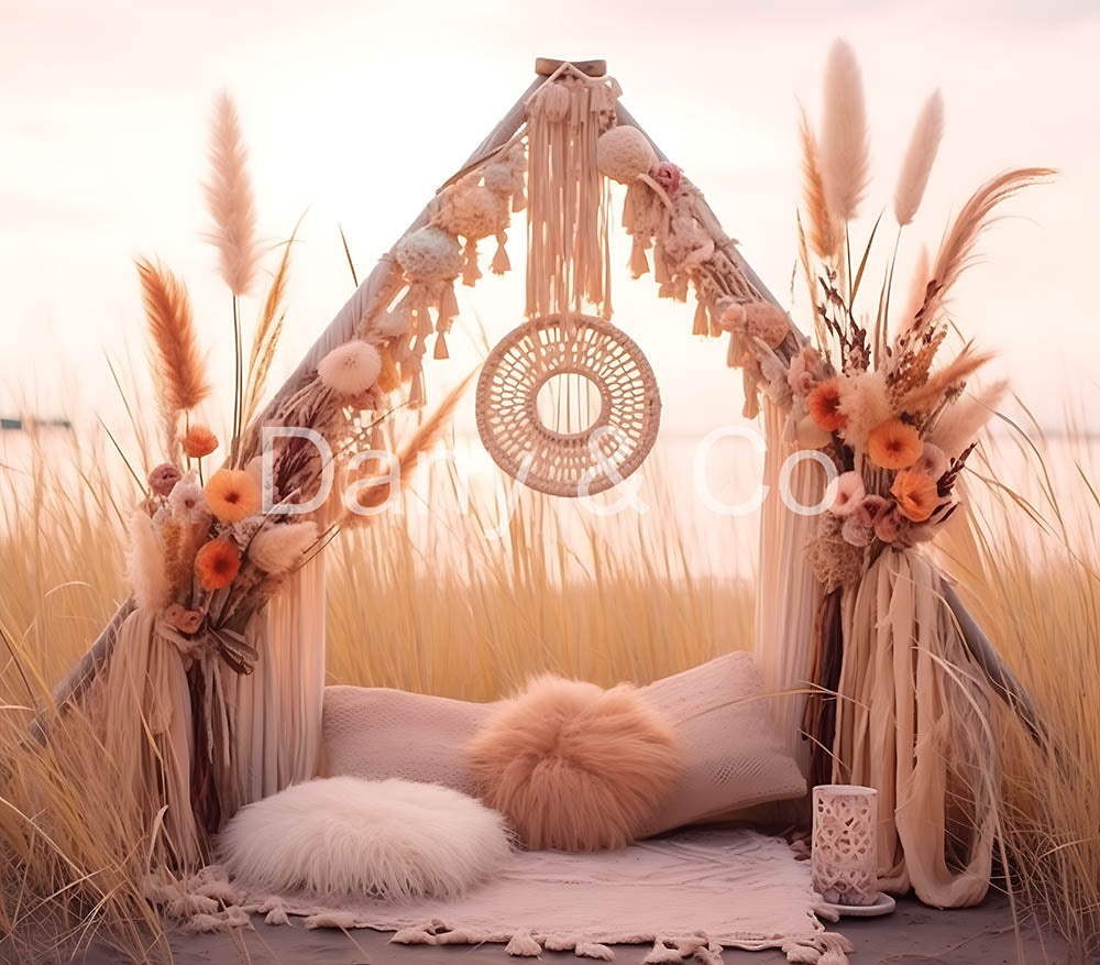 Avezano Boho Lake Tent Digital Backdrop Designed By Elegant Dreams