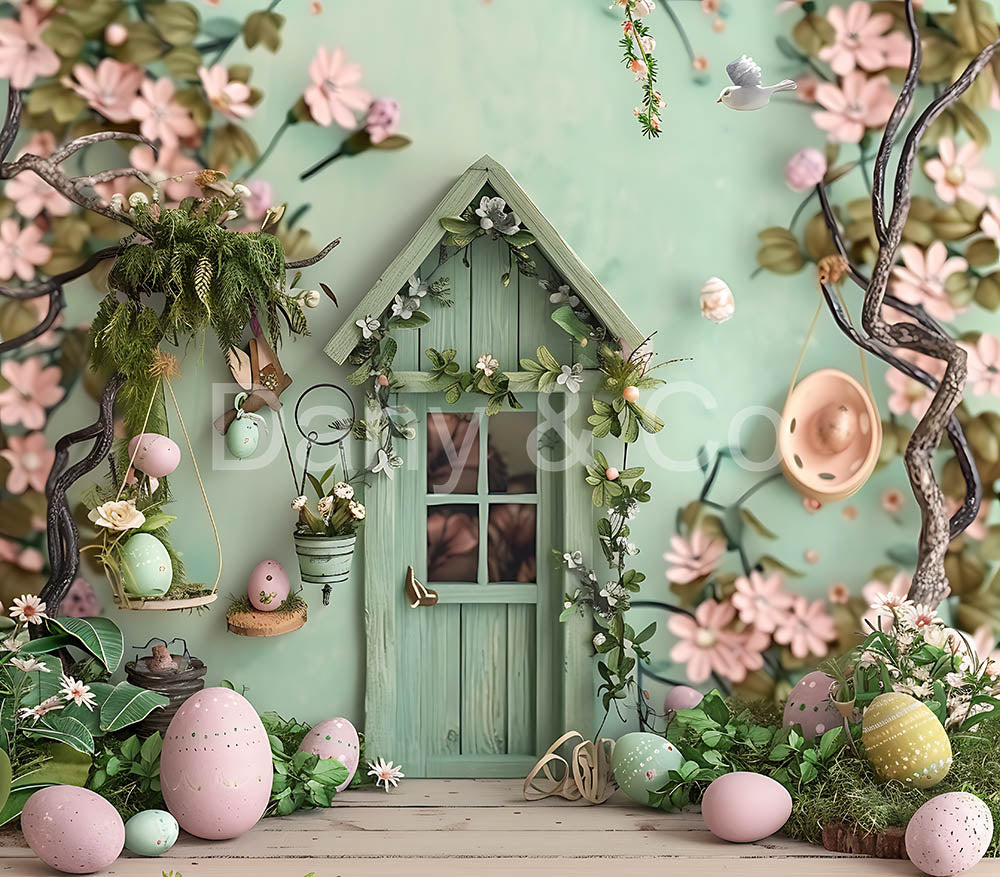 Avezano Spring Easter Green log Cabin Backdrop Designed By Danyelle Pinnington