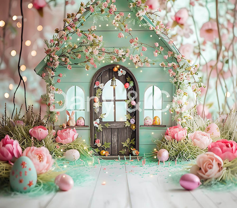 Avezano Easter Light Green Mini House Backdrop Designed By Danyelle Pinnington