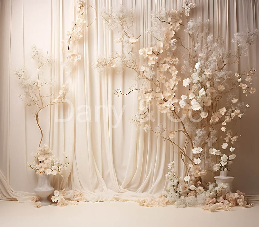 Avezano White Flowers and Window Screens Digital Backdrop Designed By Elegant Dreams