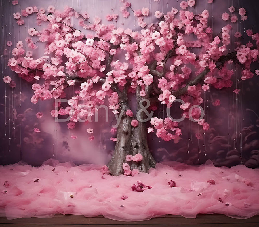 Avezano Pink Flower Tree Digital Backdrop Designed By Elegant Dreams