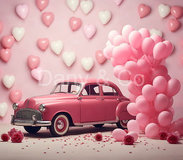 Avezano Pink Cars Valentine's Day Digital Backdrop Designed By Elegant Dreams