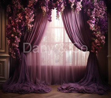 Avezano Purple Netting and Flower Digital Backdrop Designed By Elegant Dreams