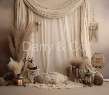 Avezano White Netting Boho Digital Backdrop Designed By Elegant Dreams