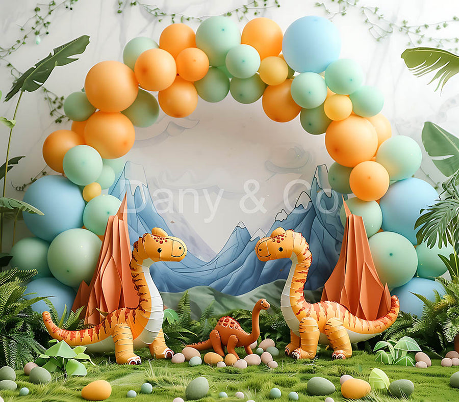 Avezano Balloon Arches And Dinosaurs Model Digital Backdrop Designed B