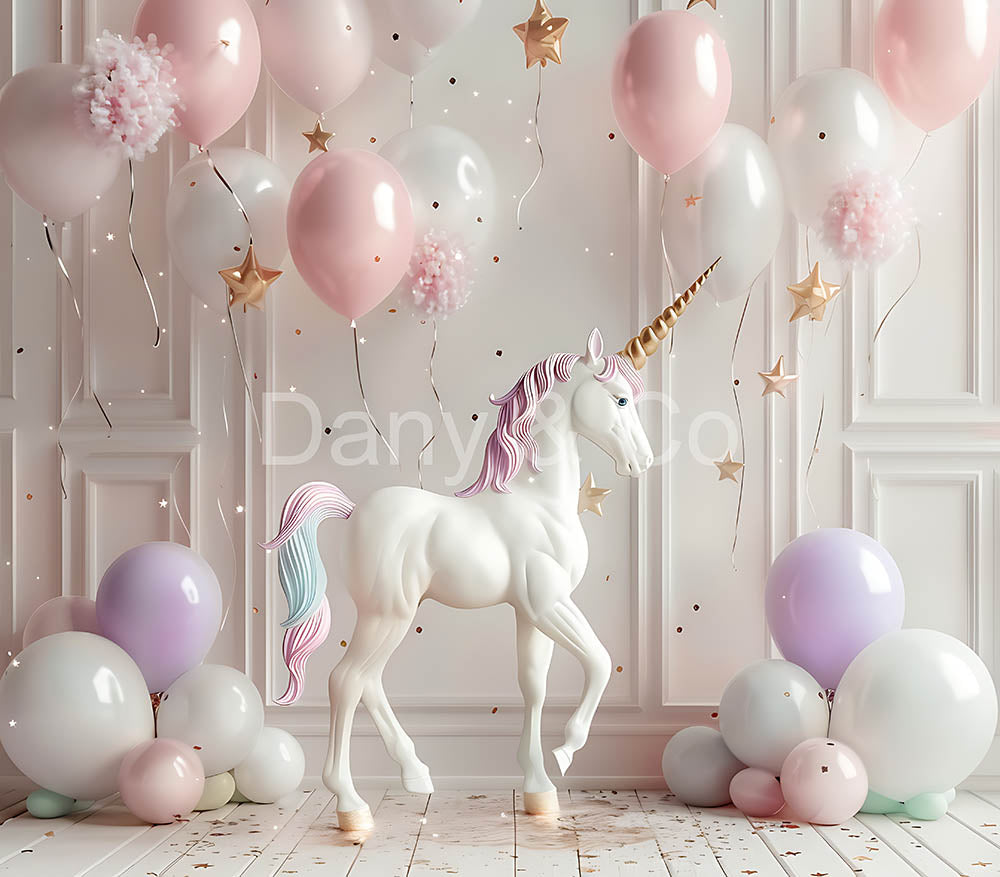 Avezano White Wall Balloon Party Digital Backdrop Designed By Elegant Dreams