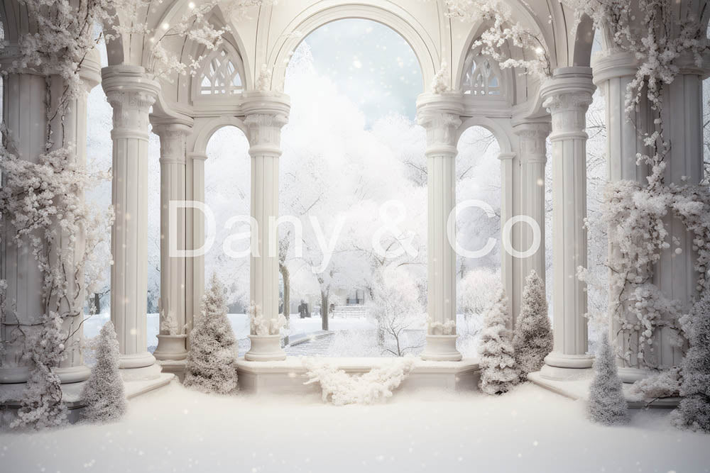 Avezano Christmas Snow Building Digital Backdrop Designed By Elegant Dreams