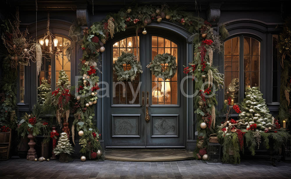 Avezano Christmas Wreaths Decorate the Door Backdrop Designed By Danyelle Pinnington